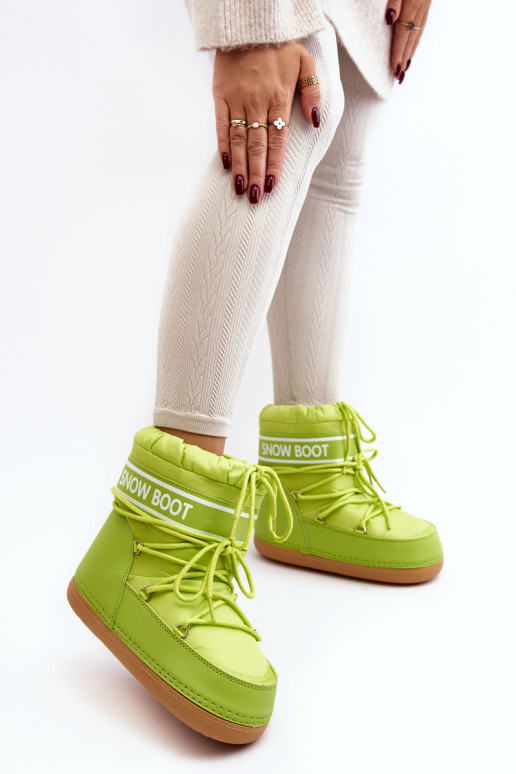 Botas de inverno com atacadores na cor verde Soia
