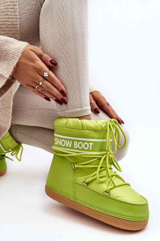 Botas de inverno com atacadores na cor verde Soia