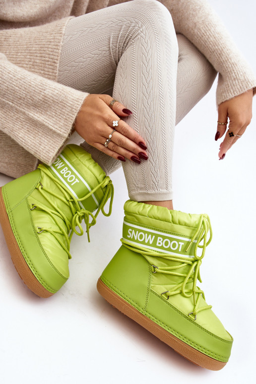Botas de inverno com atacadores na cor verde Soia