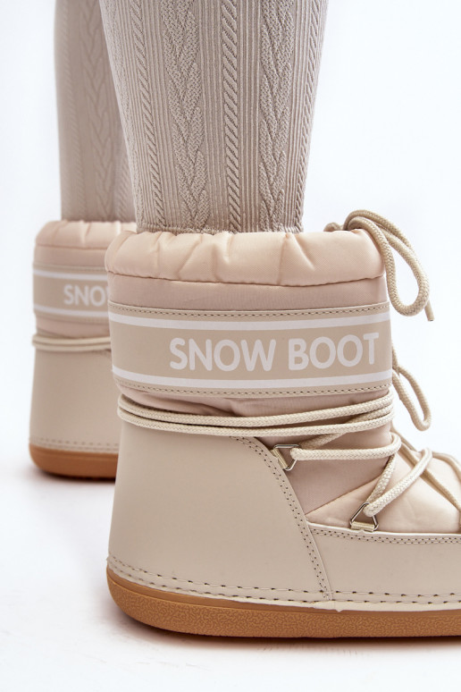 Botas de inverno com atacadores bege Soia