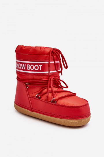 Botas de inverno com atacadores na cor vermelha Soia