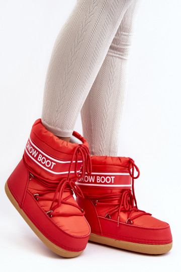 Botas de inverno com atacadores na cor vermelha Soia 2