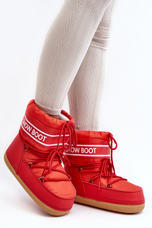 Botas de inverno com atacadores na cor vermelha Soia