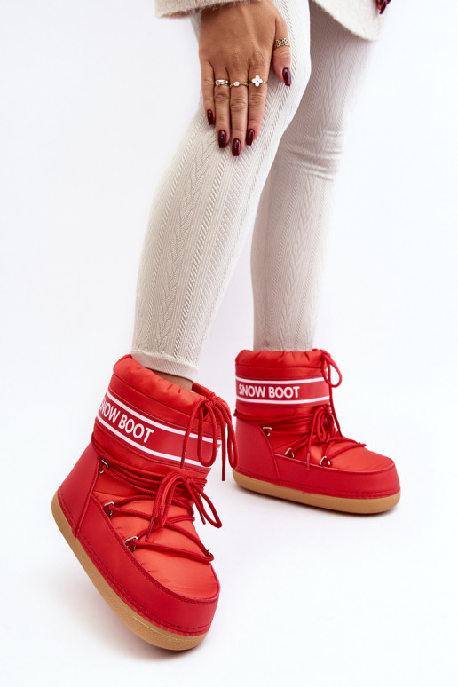 Botas de inverno com atacadores na cor vermelha Soia
