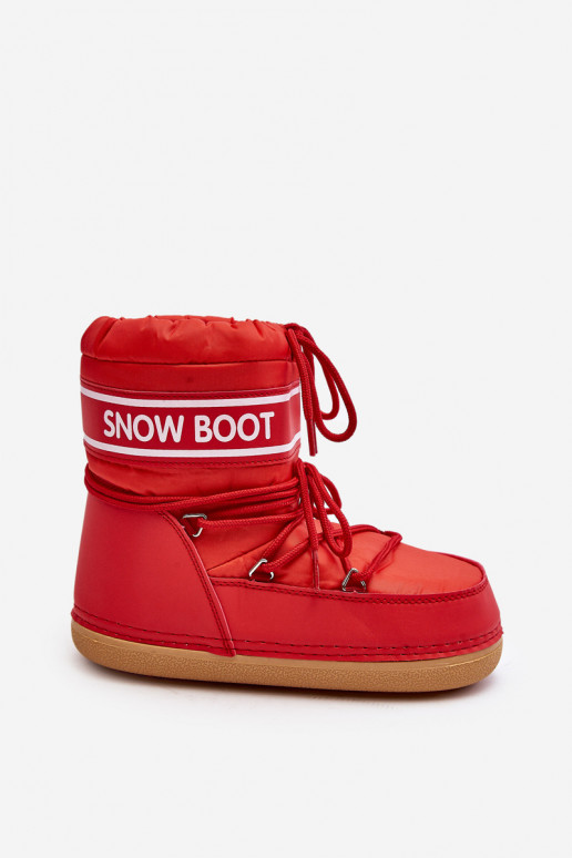 Botas de inverno com atacadores na cor vermelha Soia