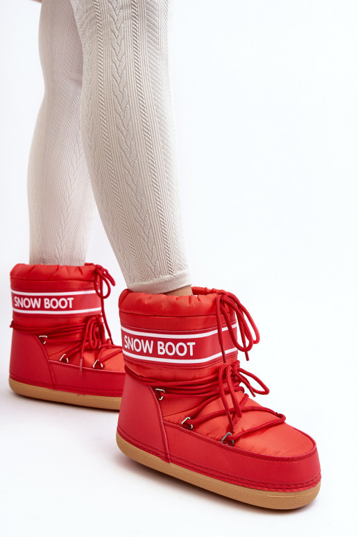 Botas de inverno com atacadores na cor vermelha Soia