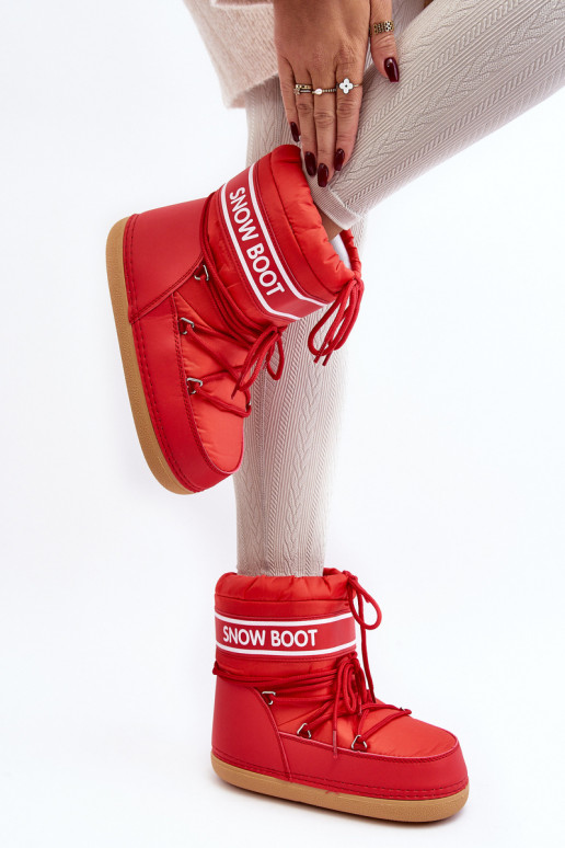 Botas de inverno com atacadores na cor vermelha Soia