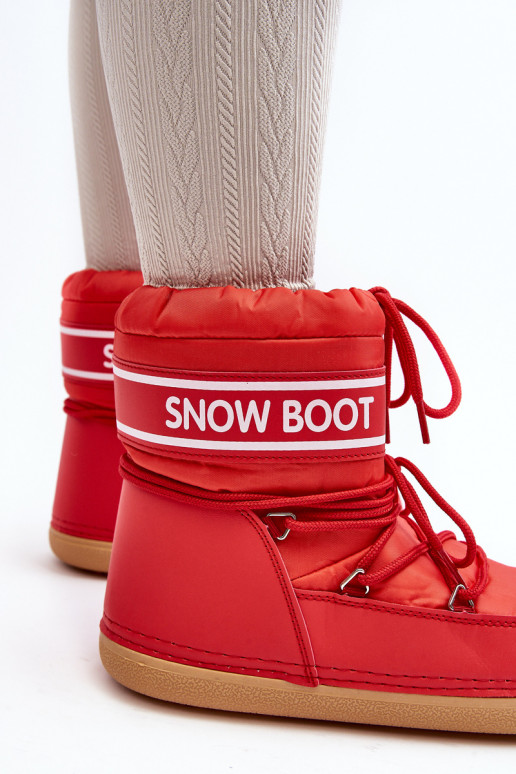 Botas de inverno com atacadores na cor vermelha Soia