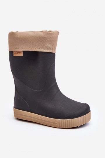 Botas infantis de borracha com aquecimento Snow Wave Gokids 981 pretas e bege