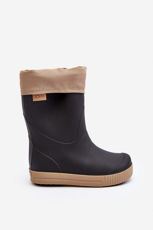 Botas infantis de borracha com aquecimento Snow Wave Gokids 981 pretas e bege Botas infantis de borracha com aquecimento Snow Wave Gokids 981 pretas e bege