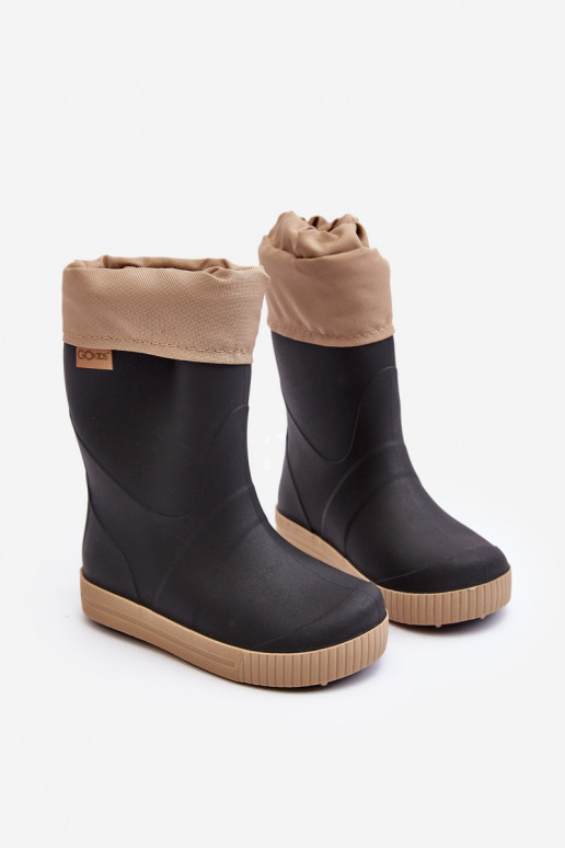 Botas infantis de borracha com aquecimento Snow Wave Gokids 981 pretas e bege Botas infantis de borracha com aquecimento Snow Wave Gokids 981 pretas e bege