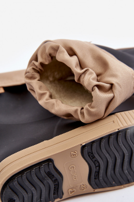 Botas infantis de borracha com aquecimento Snow Wave Gokids 981 pretas e bege