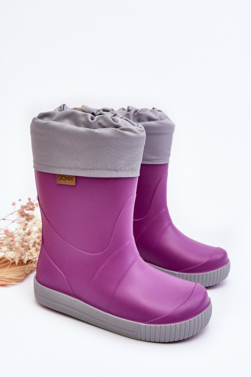 Botas infantis de borracha com aquecimento Snow Wave Gokids 981 Roxo