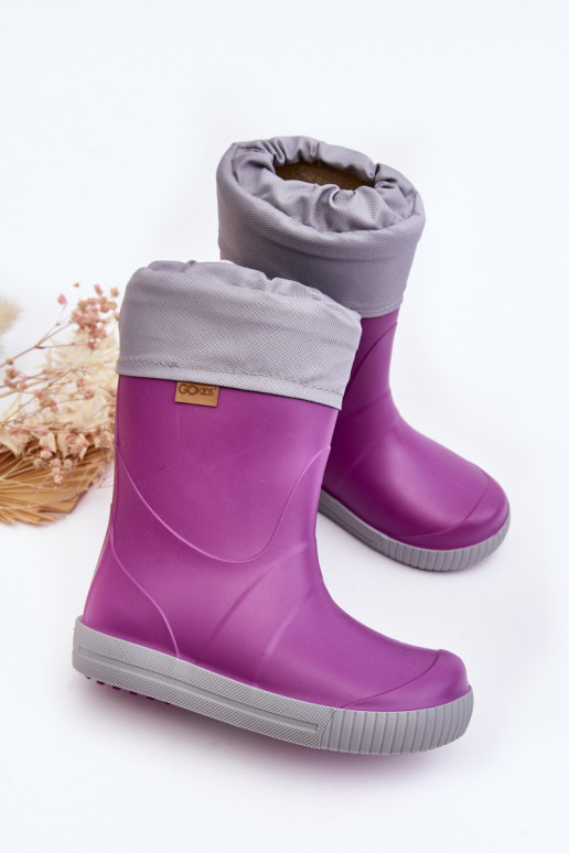 Botas infantis de borracha com aquecimento Snow Wave Gokids 981 Roxo