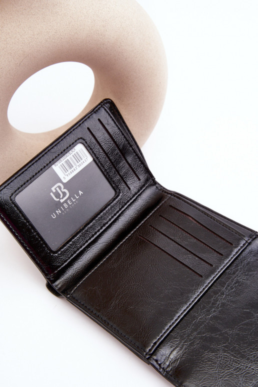 Carteira feminina de couro ecológico, cor preta Joanela