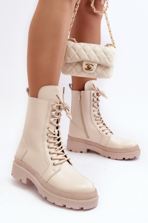 botas couro ecológico cor marfim Irande botas couro ecológico cor marfim Irande