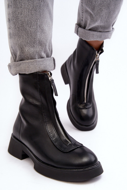 Botas de salto largo com zíper na cor preta Elkasa