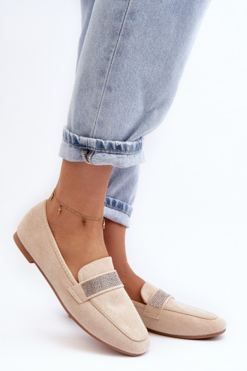 Mocassins com ilhós brilhantes bege Ralrika 2