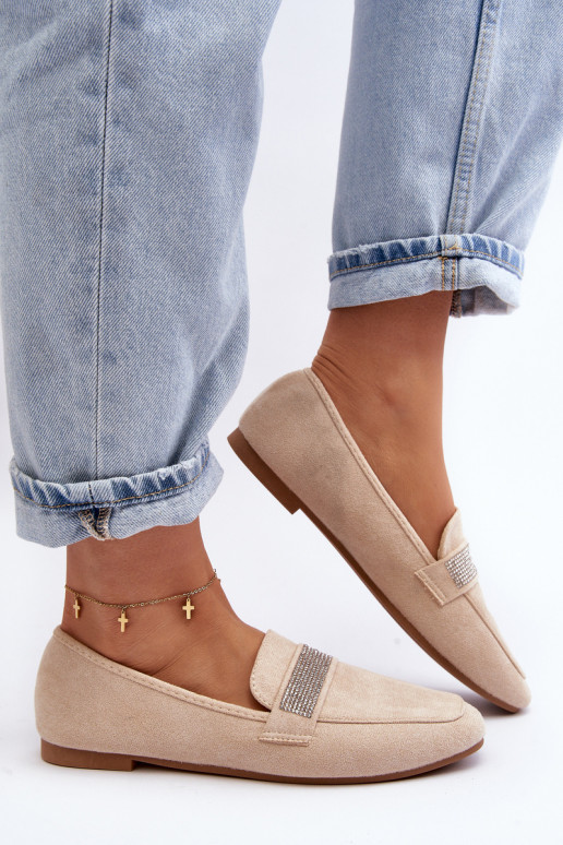 Mocassins com ilhós brilhantes bege Ralrika Mocassins com ilhós brilhantes bege Ralrika