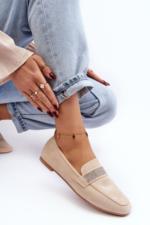 Mocassins com ilhós brilhantes bege Ralrika Mocassins com ilhós brilhantes bege Ralrika