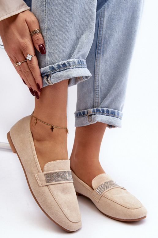 Mocassins com ilhós brilhantes bege Ralrika Mocassins com ilhós brilhantes bege Ralrika