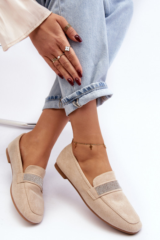 Mocassins com ilhós brilhantes bege Ralrika Mocassins com ilhós brilhantes bege Ralrika
