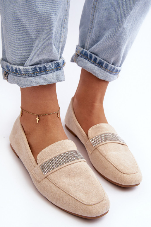 Mocassins com ilhós brilhantes bege Ralrika Mocassins com ilhós brilhantes bege Ralrika