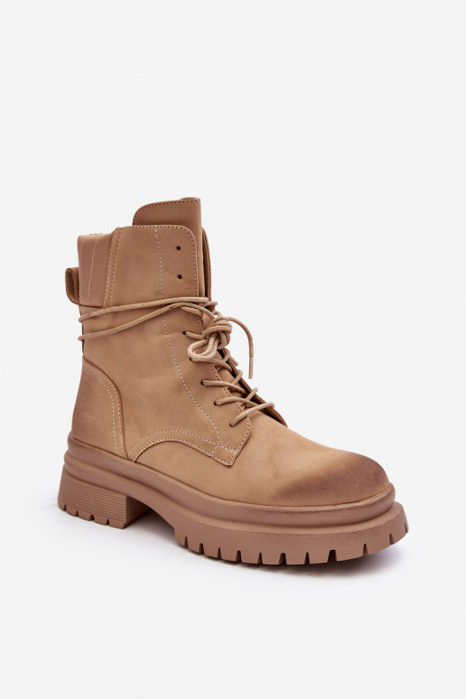 Botas femininas com sola maciça bege Narelona
