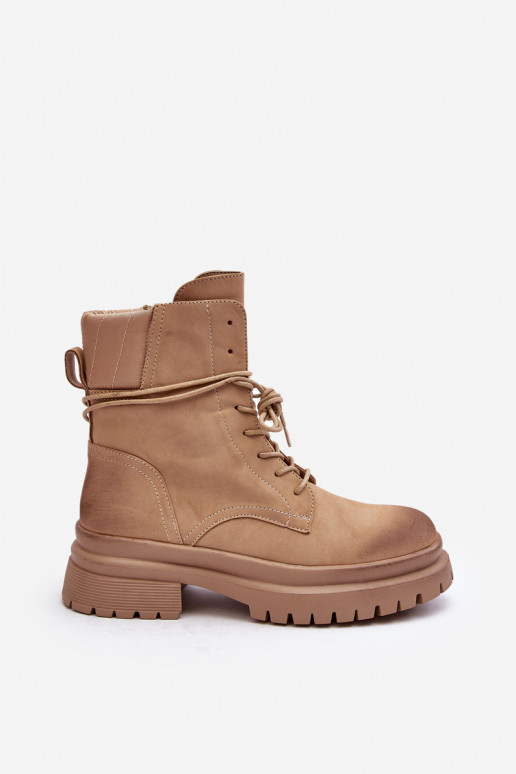 Botas femininas com sola maciça bege Narelona