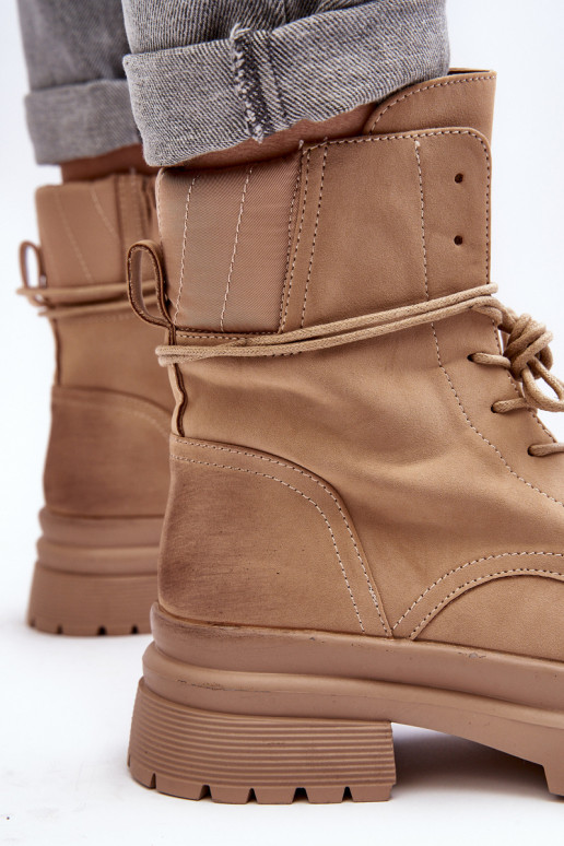 Botas femininas com sola maciça bege Narelona