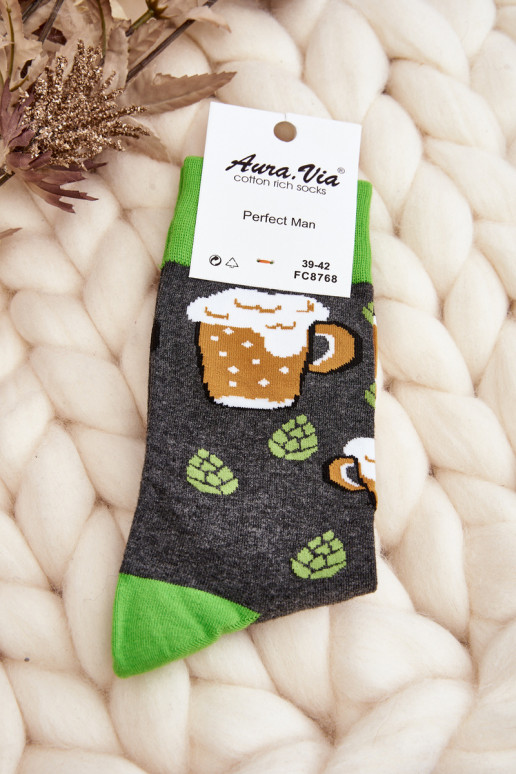 meias estampadas verde-acinzentadas