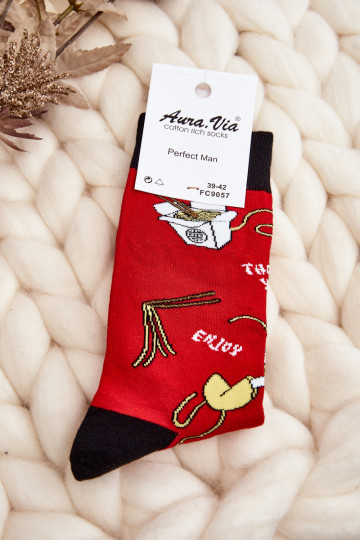 meias estampadas vermelhas