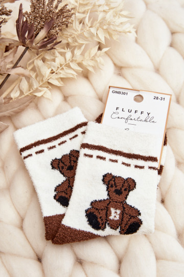 Meias quentes cor branco-marrom 2