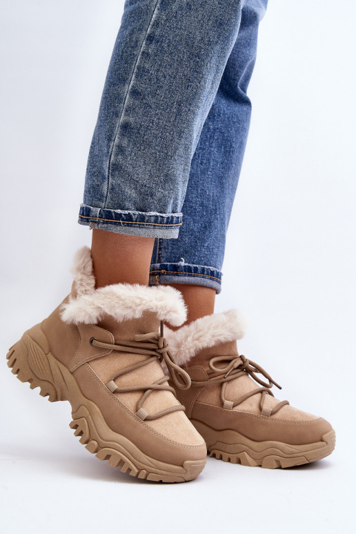 Botas femininas com pelo bege Cresandi