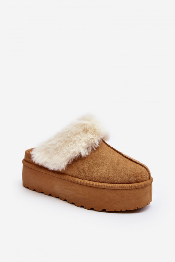 Chinelos botas de neve com sola maciça marrom Starlyn