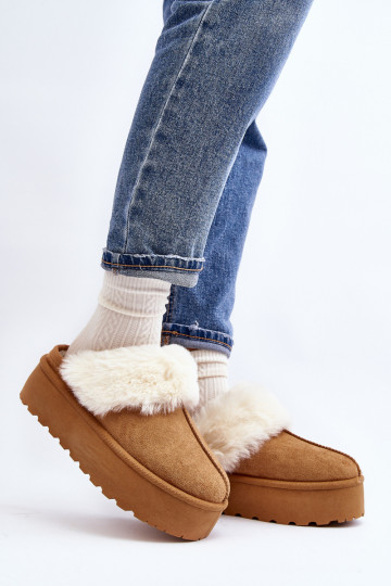 Chinelos botas de neve com sola maciça marrom Starlyn 2