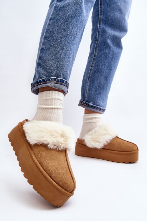 Chinelos botas de neve com sola maciça marrom Starlyn