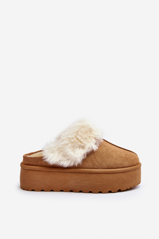 Chinelos botas de neve com sola maciça marrom Starlyn