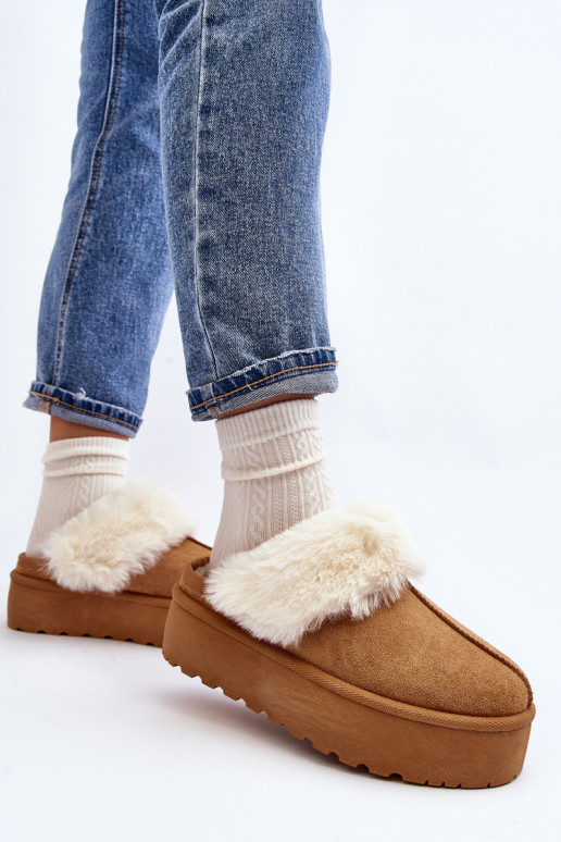 Chinelos botas de neve com sola maciça marrom Starlyn