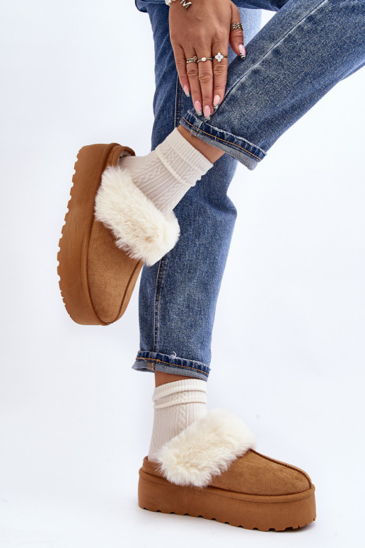 Chinelos botas de neve com sola maciça marrom Starlyn