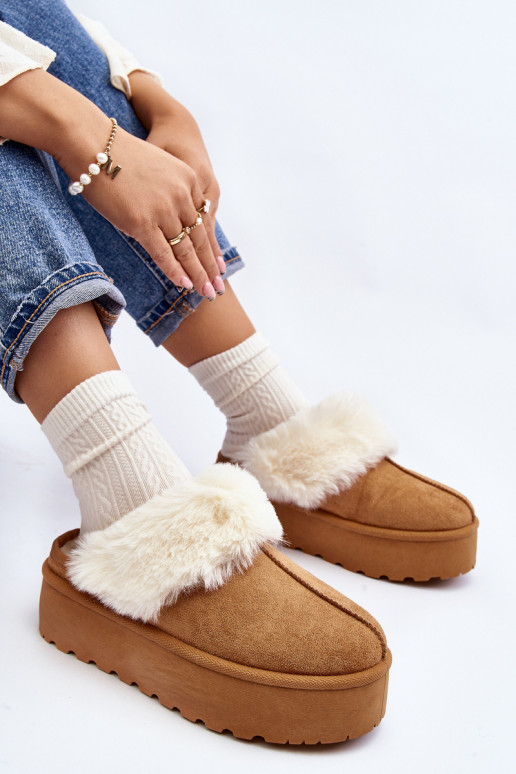 Chinelos botas de neve com sola maciça marrom Starlyn