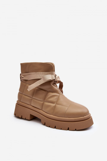 Botas com motivos acolchoados na cor cáqui Bizzanti