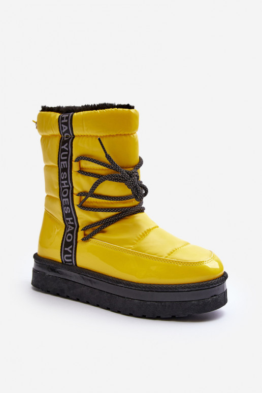 botas de neve com detalhes elegantes em amarelo Lilara botas de neve com detalhes elegantes em amarelo Lilara