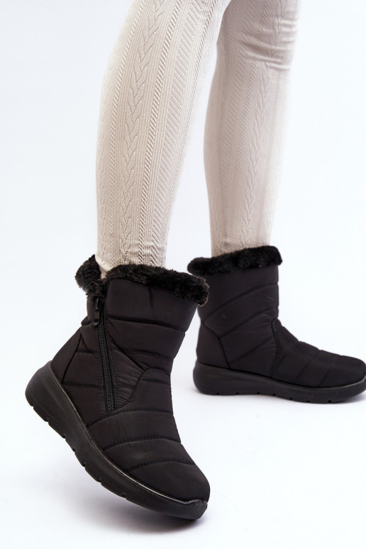 botas de neve com zíper e pele em Zeuna preta botas de neve com zíper e pele em Zeuna preta