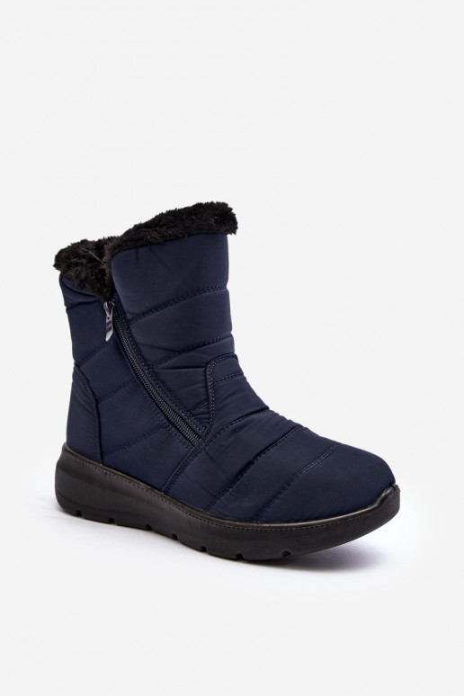 botas de neve com zíper e pele em azul escuro Zeuna botas de neve com zíper e pele em azul escuro Zeuna