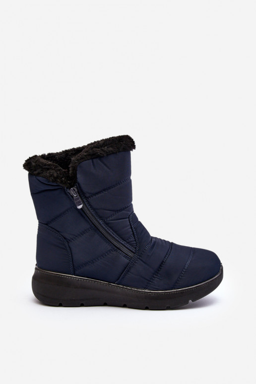 botas de neve com zíper e pele em azul escuro Zeuna botas de neve com zíper e pele em azul escuro Zeuna