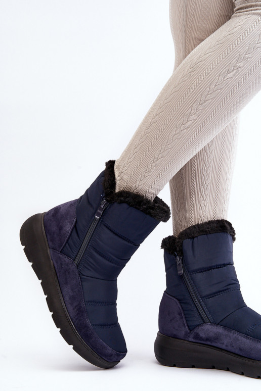botas de neve com pelo em azul escuro Primose botas de neve com pelo em azul escuro Primose