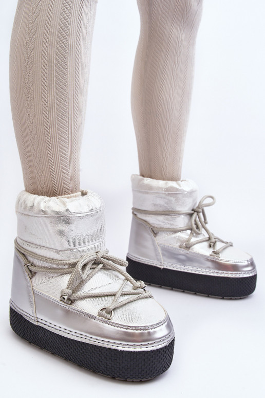 botas de neve com detalhes elegantes em prata Toolsa botas de neve com detalhes elegantes em prata Toolsa