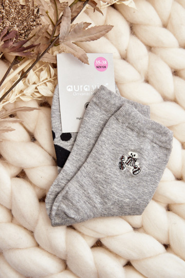 Meias de algodão com Ursos na cor cinza claro 2