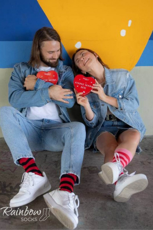 Meias COUPLE BOX 2 pares Caixa com corações